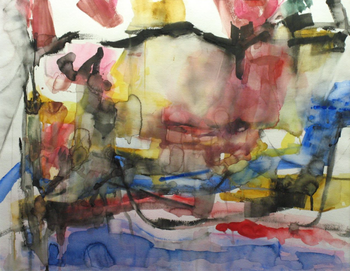 Erma Wheeler . Quarried Waters 1997 . watercolor on paper . 22x28 inches . 30x36 inches framed
