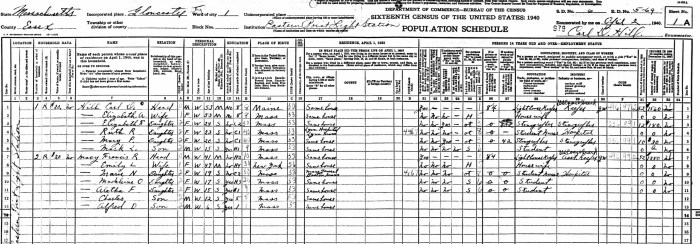 1940 Lighthouse Keeper census