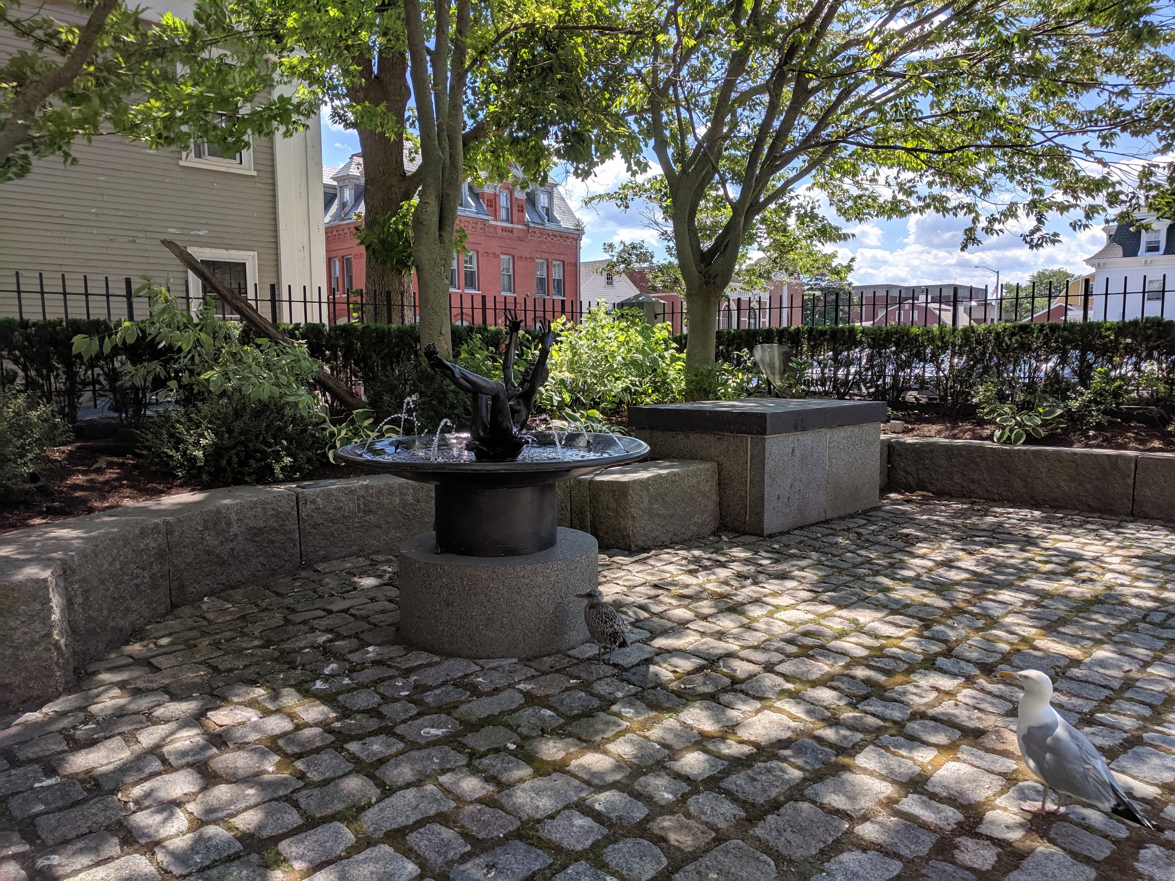 dappled GEORGE DEMETRIOS Spring bronze fountain_Cape Ann Museum_sculpture courtyard_Gloucester MASS_©c ryan _20190721.jpg