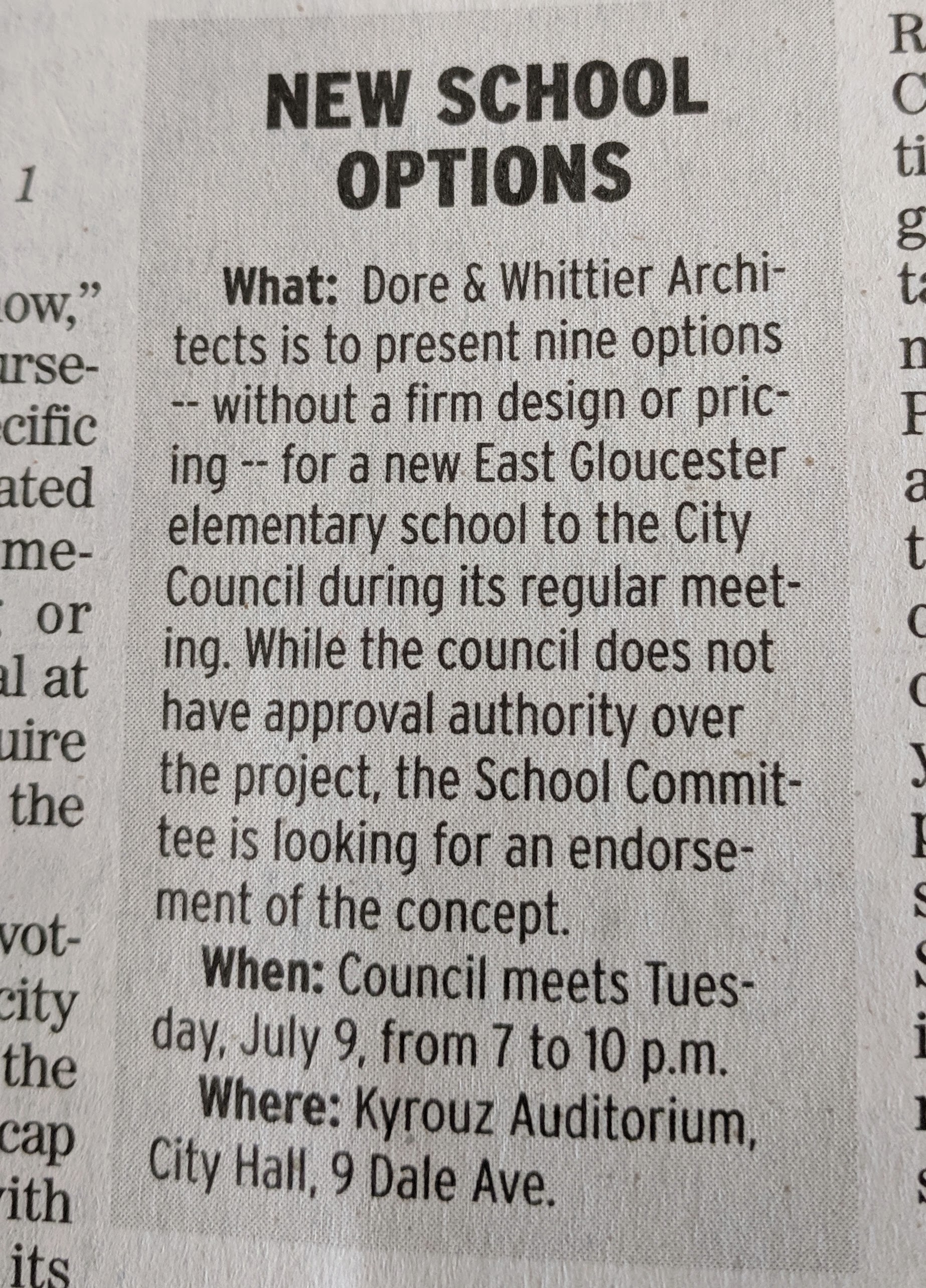 Gloucester Daily Times notice for New school buildings presentation to city council_20190708_085042 (2)