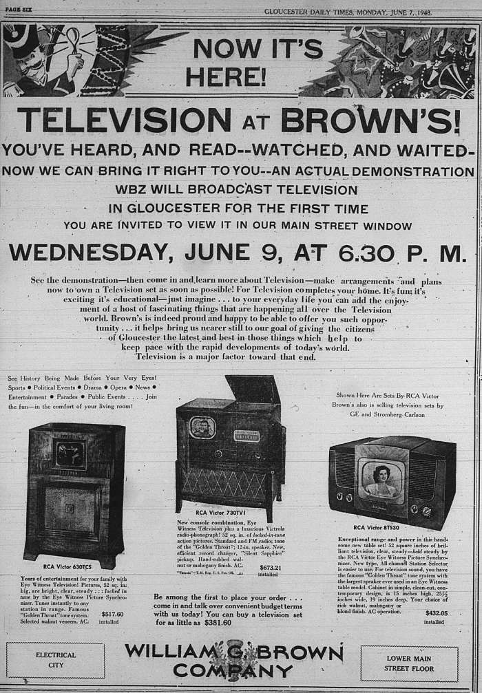 Brown Comp TV ad GDt June 7 1948