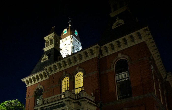 color added to lights of City Hall clock tower _20170612_Gloucester MA ©c ryan.jpg