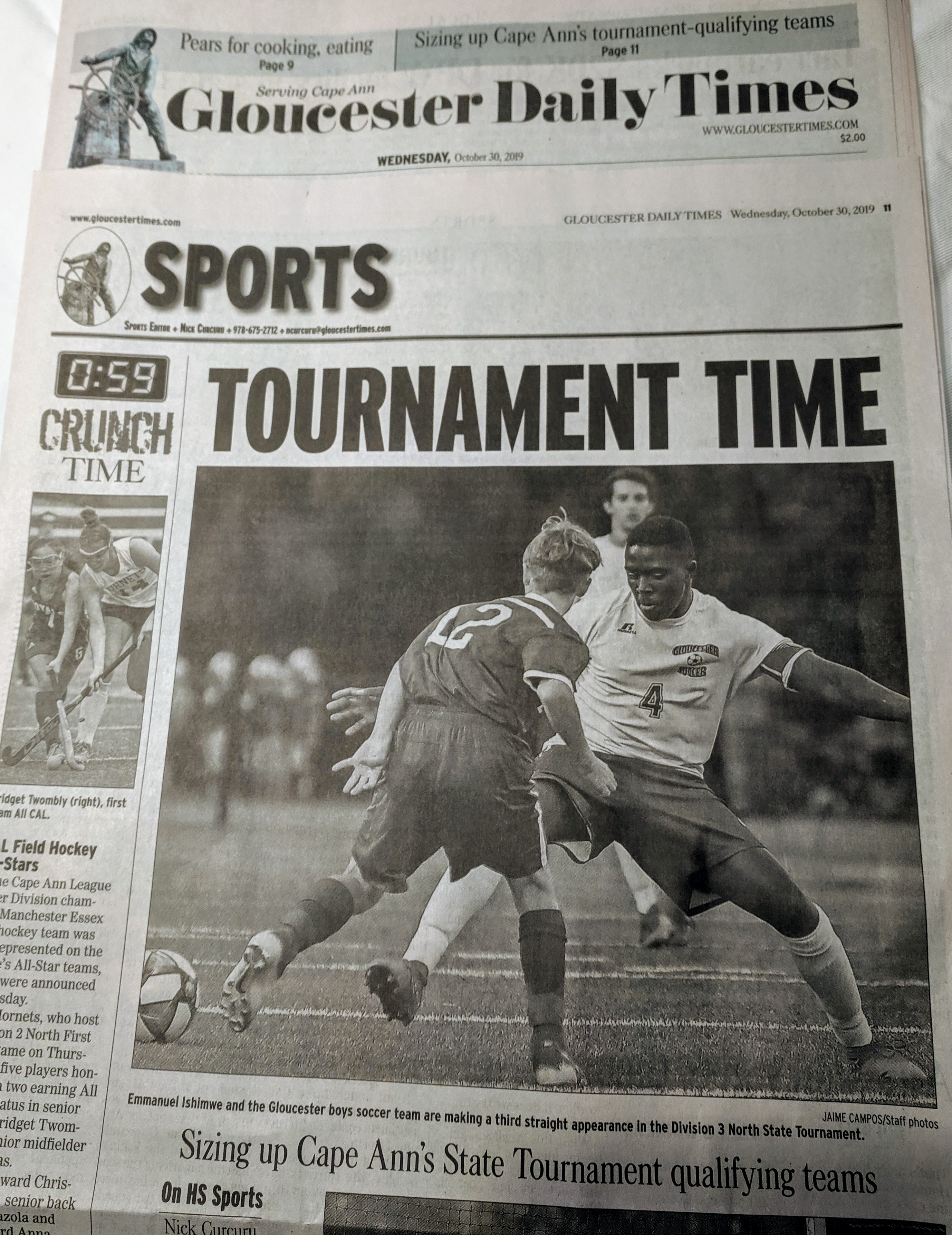 Sports page Gloucester Daily Times_20191030