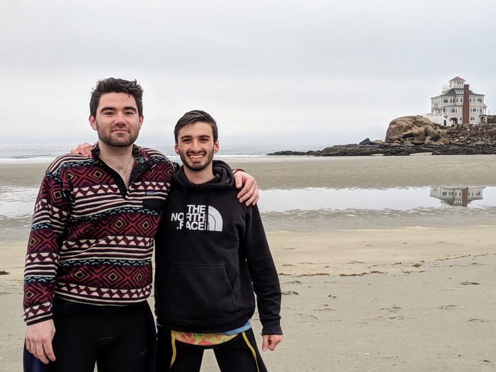 founders _UMASS surf club_20190406_setting up for first competition on Good Harbor Beach Gloucester MA spring 2019 (2)
