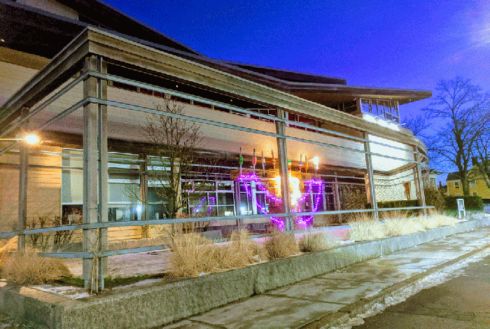 sweeping view at turn_GIF lobster trap menorah lit eight nights_ December 2019_Temple Ahavat Achim_Gloucester, Mass._ photograph copyright © c ryan