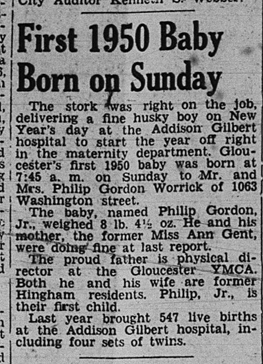 First baby 1050 GDT Jan 3 1950