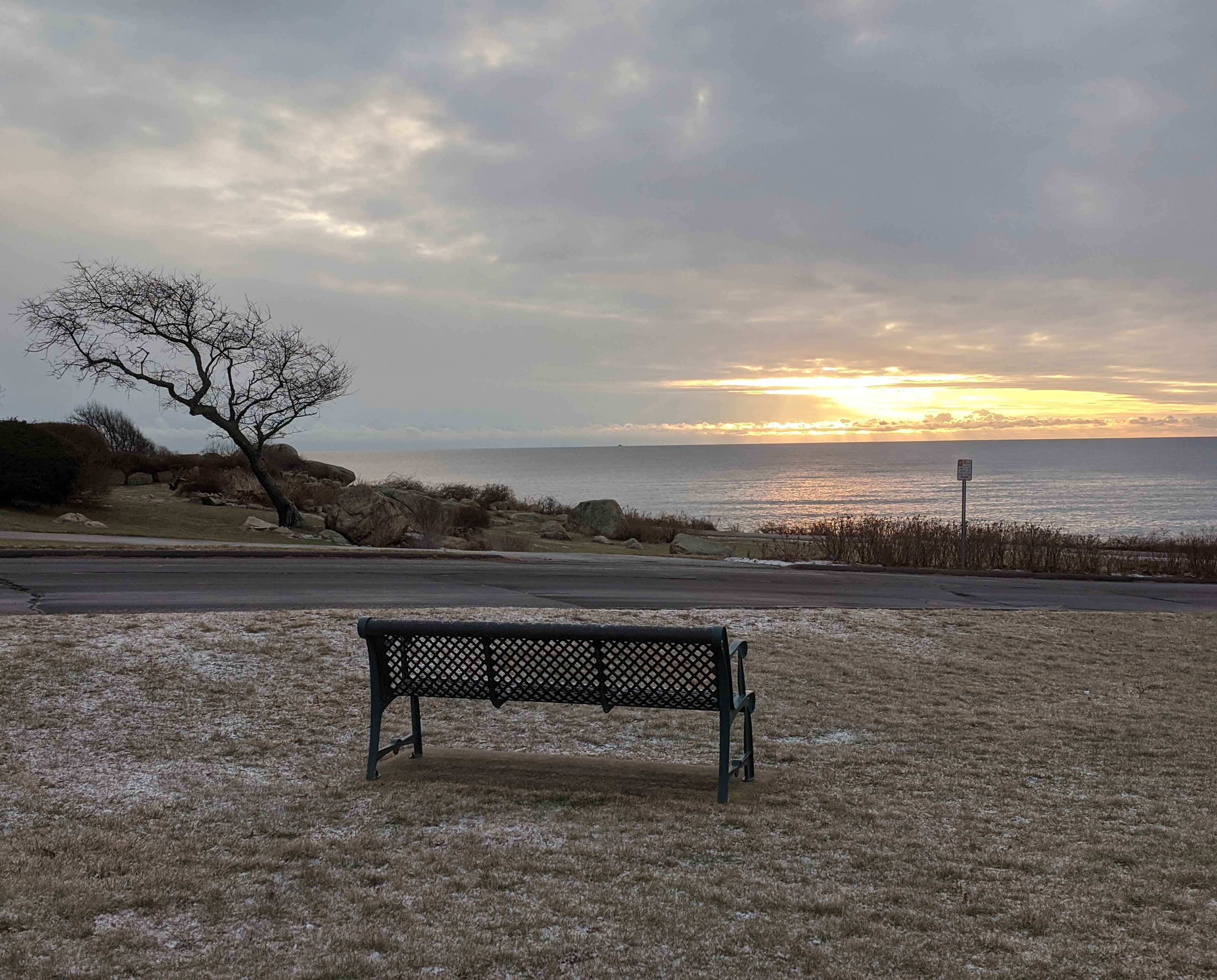 gentle slope and bend approaching Atlantic _20200108_Gloucester Ma bench with a view ©c ryan
