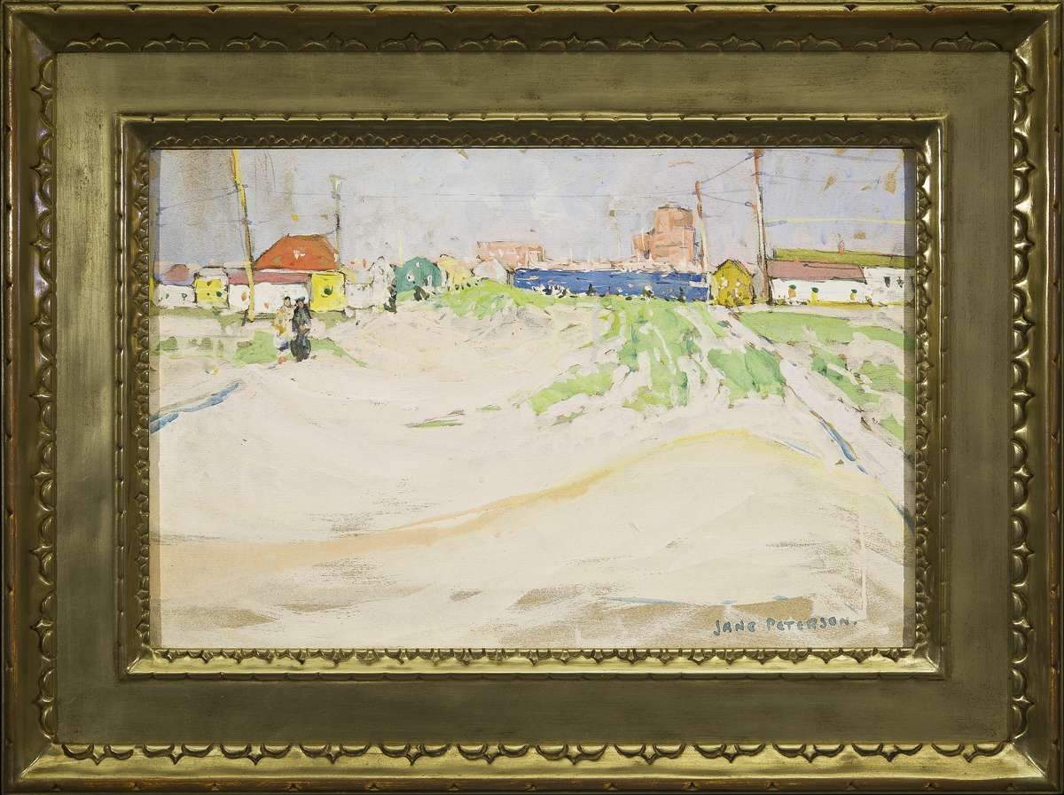 JANE PETERSON at Hirschl & adler Harbor With Dunes work on paper watercolor and gouache 12 x 18 APG 8815