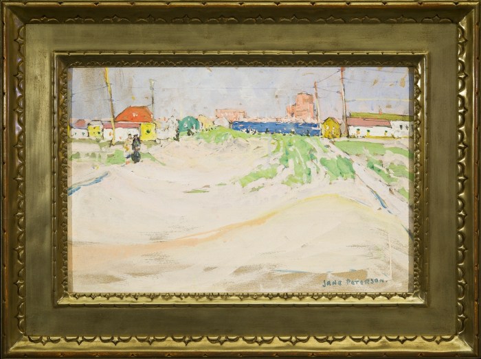 JANE PETERSON at Hirschl & adler Harbor With Dunes work on paper watercolor and gouache 12 x 18 APG 8815