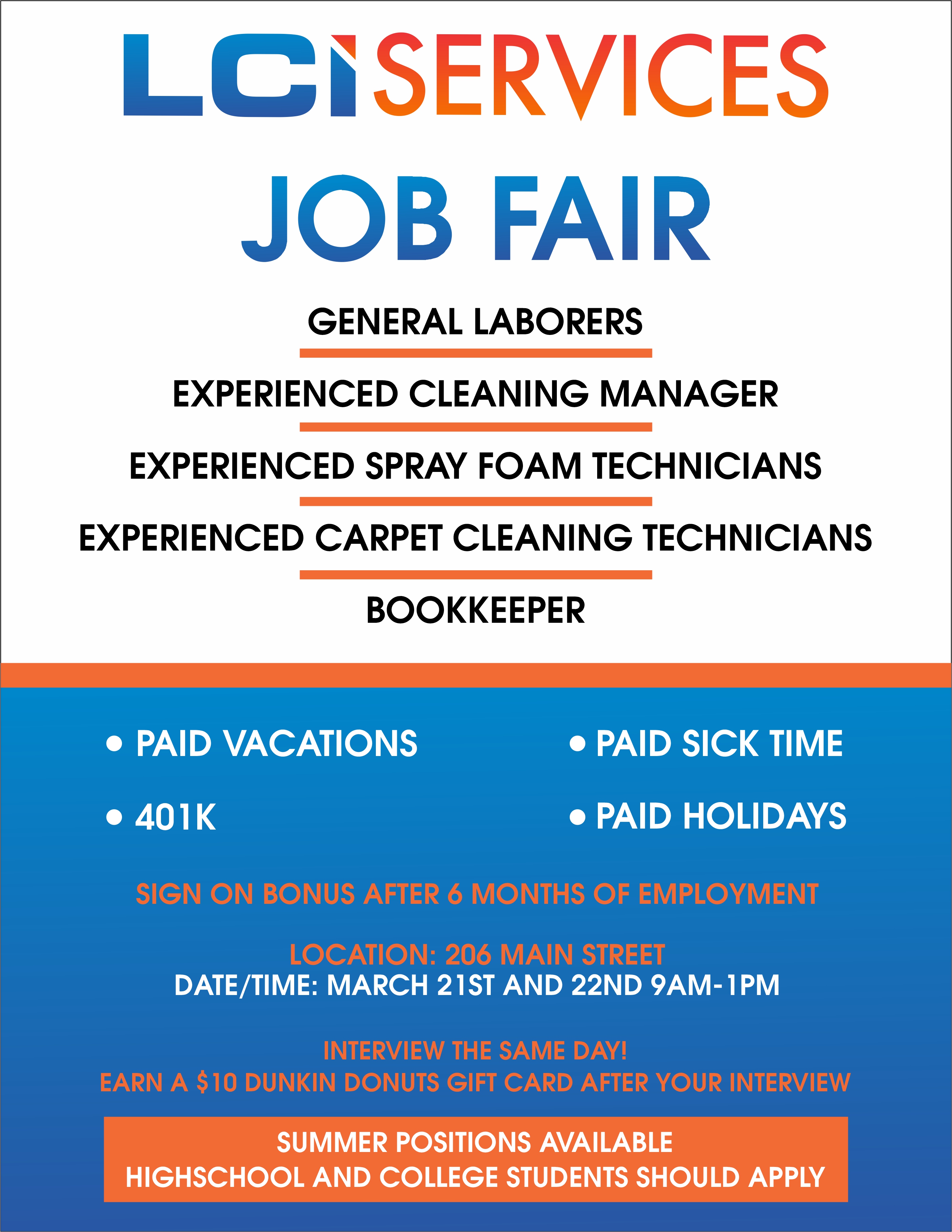 LCI Services and Sovereign Realty Advisors Job Fairs March 21st and