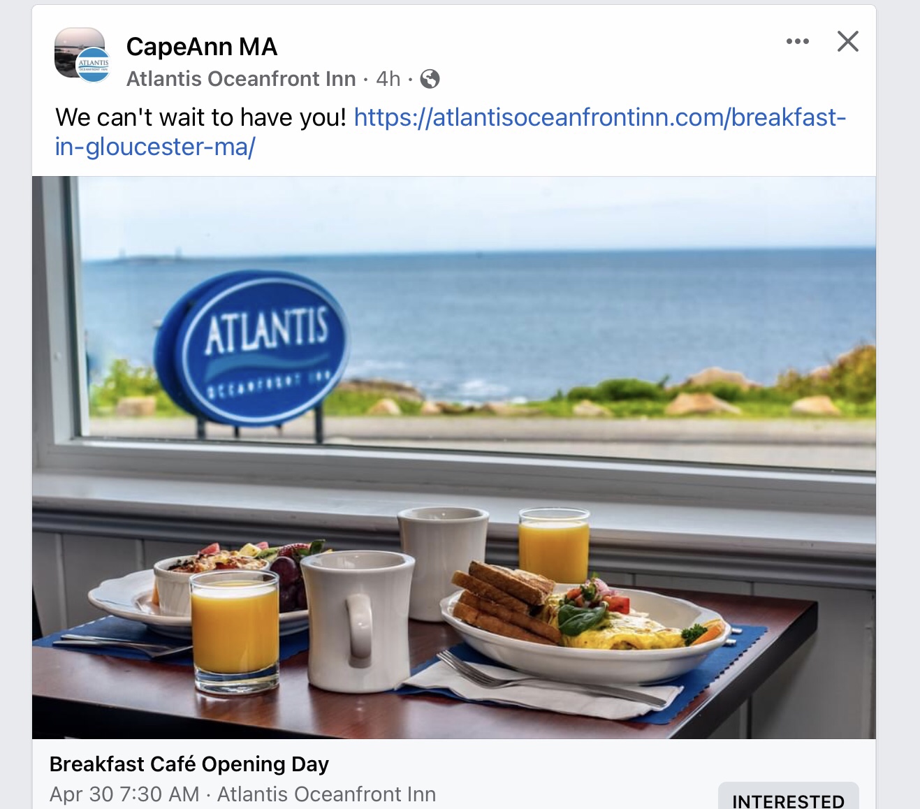 Atlantis Oceanfront Breakfast Opening April 30 – Good Morning Gloucester