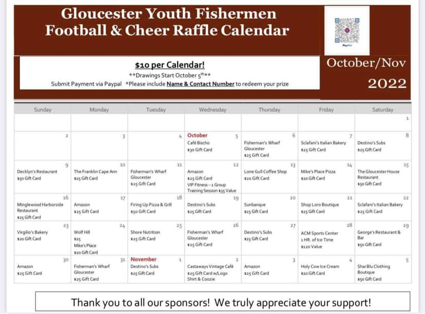 Good Morning Raffle GLoucester Youth Fishermen Football and Cheerleading Organization ...