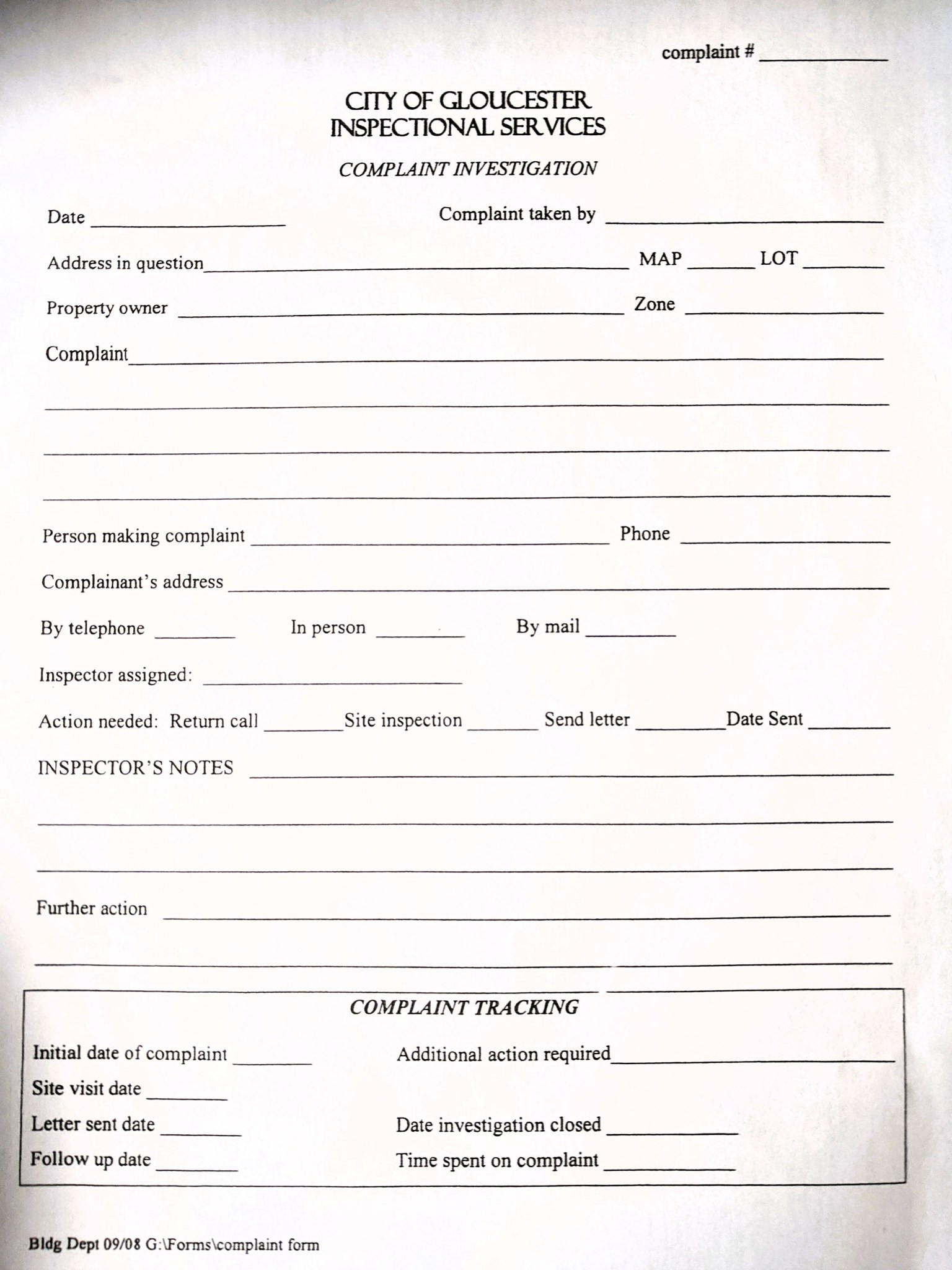 Building inspector Form | If you call, don’t forget to fill out the ...